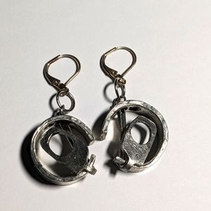 Anne Marie Chagnon pewter circle earrings lever backs 2" long